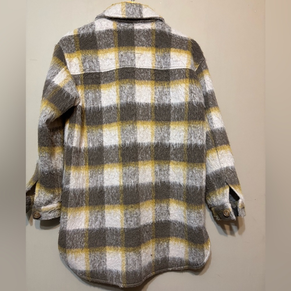 ONLY BLUE DENIM Button-Up Plaid Shacket, Made in Burma - Picture 4 of 12